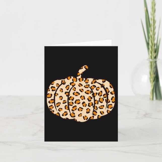 Carte L'animal d'automne d'Halloween Léopard Citrouille  (Devant)