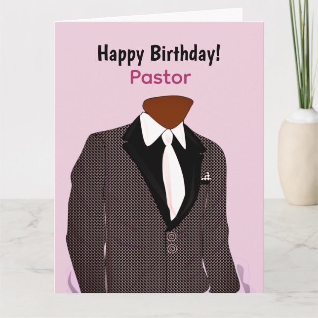 Carte L'anniversaire du pasteur afro-américain en costum (Devant)