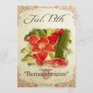 Carte L'anniversaire fleurit le 13 juillet le "glaïeul "