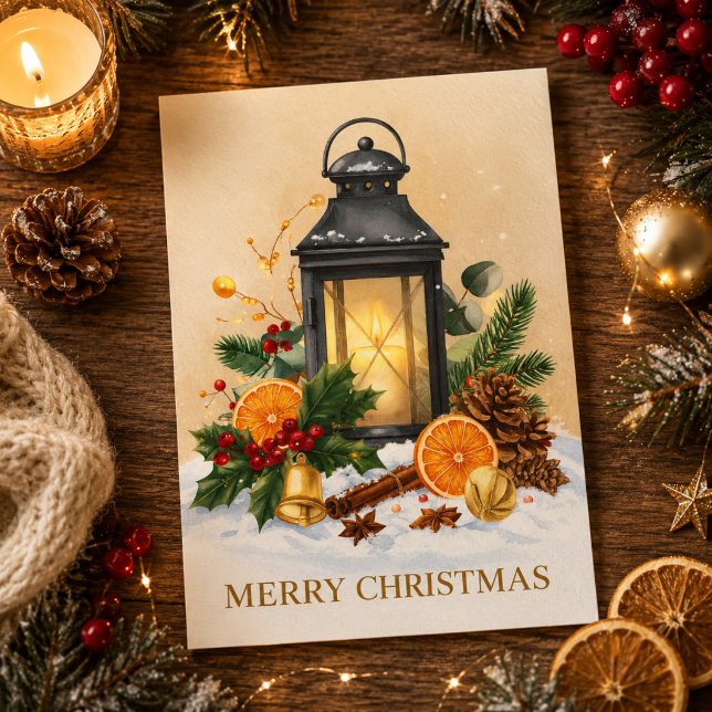Carte Lanterne de Noël Cosy Joyeux Noël Vacances (Créateur téléchargé)