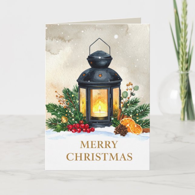 Carte Lanterne de Noël Cosy Joyeux Noël Vacances (Devant)