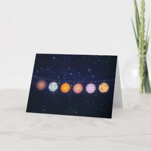 Carte Lanternes en papier à motifs et ciel étoilé