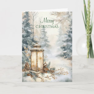 Carte Lanturne de Noël Rustique Forêt
