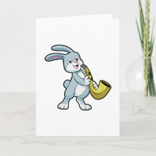 Carte Lapin à la musique avec saxophone