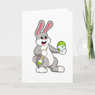Carte Lapin à la peinture avec œuf
