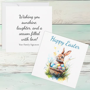 Carte Lapin à l'aquarelle & Panier de Pâques