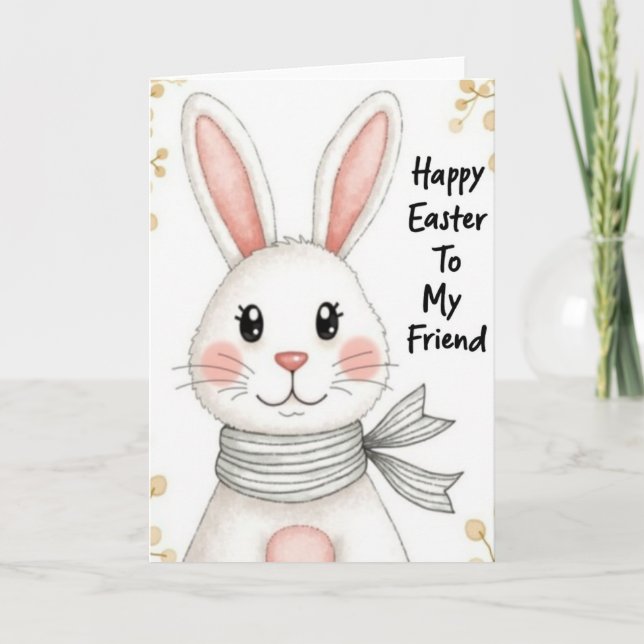 Carte Lapin à l'Écharpe Rayée (Devant)