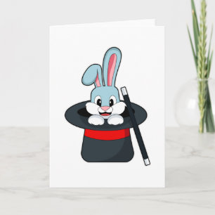 Carte Lapin à Magie avec Baguette & Chapeau