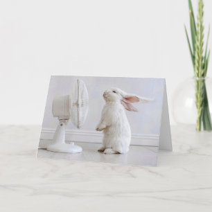 Carte Lapin à oreilles tombantes blanches d'anniversaire