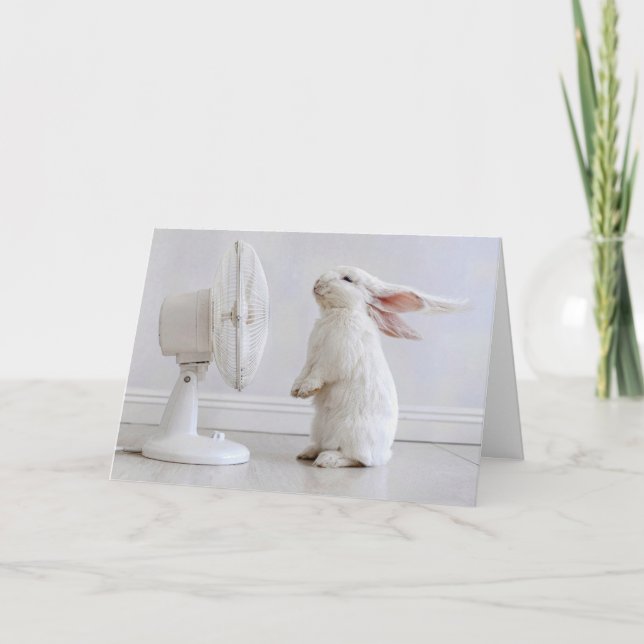 Carte Lapin à oreilles tombantes blanches d'anniversaire (Devant)