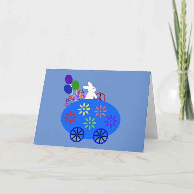 Carte Lapin à Vélo Œuf Voiture #2 (Devant)