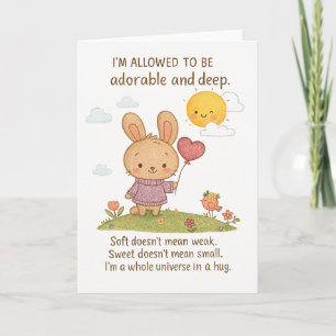Carte Lapin adorable avec le ballon du coeur Encourageme
