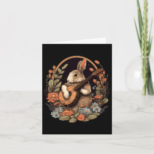 Carte Lapin amusant jouant de la musique de banjo guitar