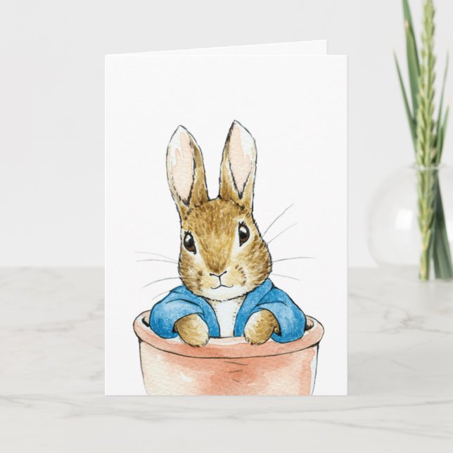 Carte Lapin assis dans un pot de plante     (Devant)