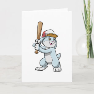 Carte Lapin au baseball avec une batte de baseball