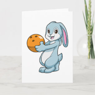 Carte Lapin au bowling avec boule de bowling