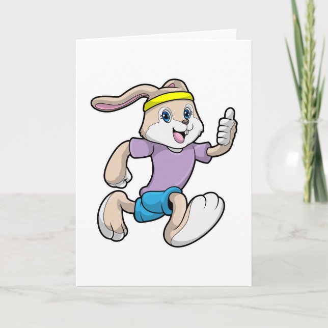Carte Lapin au jogging avec bandeau (Devant)