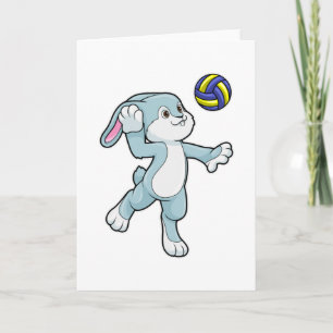 Carte Lapin au sport avec volleyball