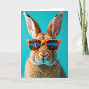 Carte Lapin Aux Lunettes Orange