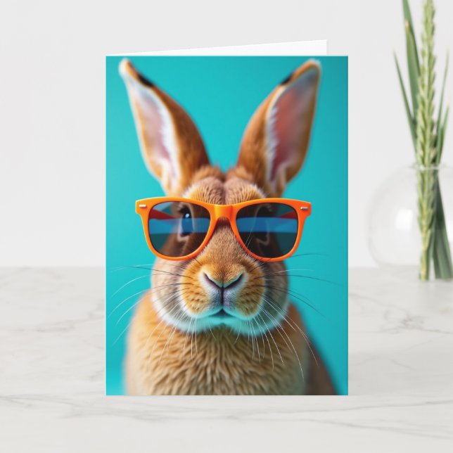 Carte Lapin Aux Lunettes Orange (Devant)