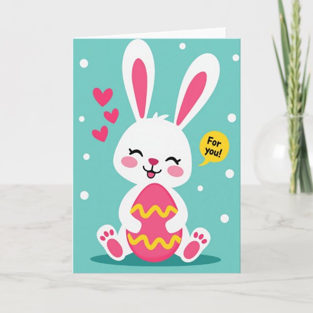 Carte Lapin aux Œufs Ondulés Pour Vous (Devant)