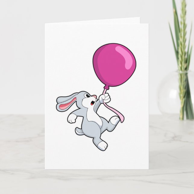 Carte Lapin avec ballon (Devant)