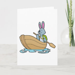 Carte Lapin avec bateau et pagaie