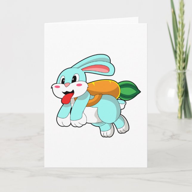 Carte Lapin avec carotte comme fusée (Devant)