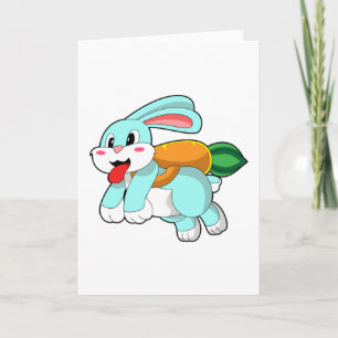 Carte Lapin avec carotte comme fusée