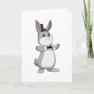 Carte Lapin avec chapeau haut-de-forme et noeud papillon