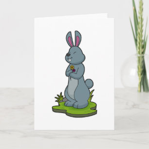 Carte Lapin avec des fleurs