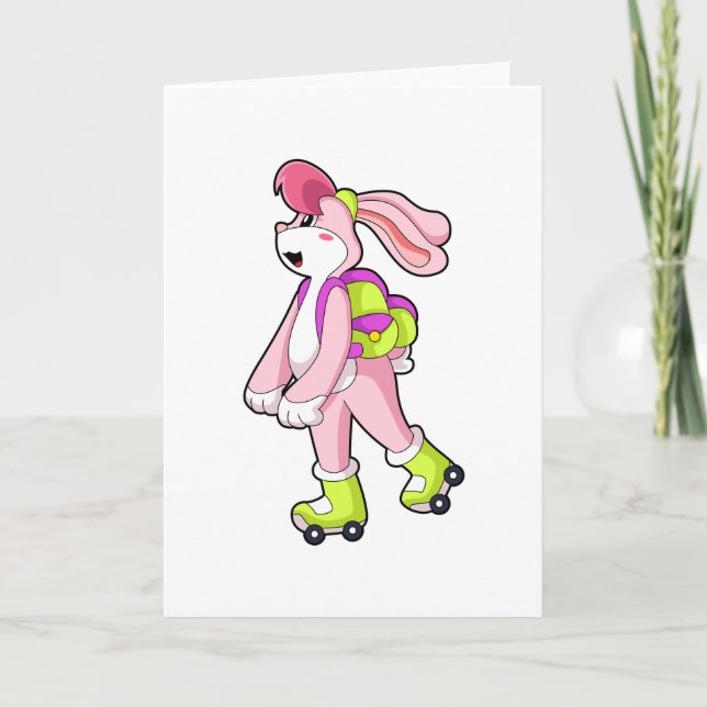 Carte Lapin avec des rollers (Devant)