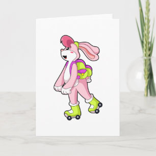Carte Lapin avec des rollers