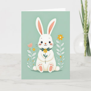 Carte Lapin avec Fleur Amie