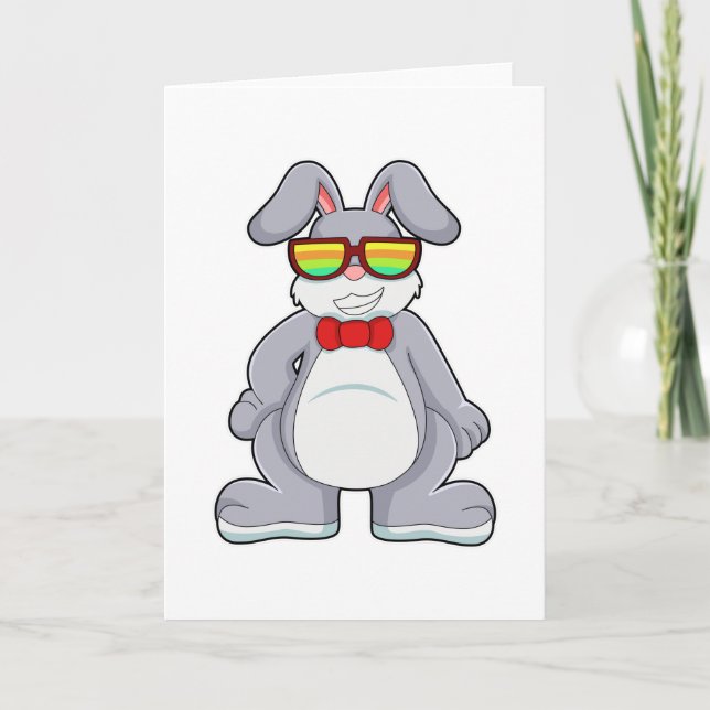Carte Lapin avec lunettes de soleil et cravate (Devant)