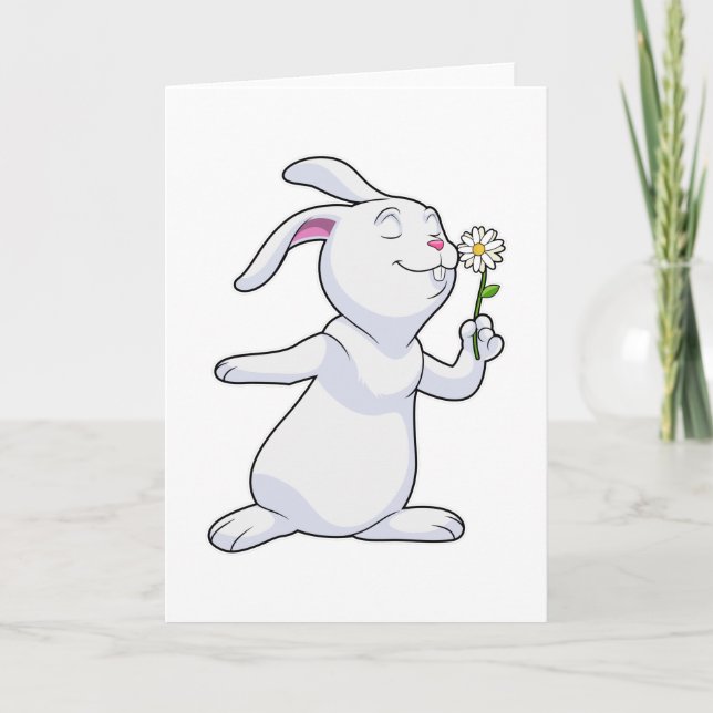 Carte Lapin avec marguerite (Devant)
