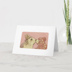 Carte Lapin blanc et ours de Saint-Valentin