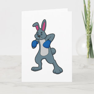Carte Lapin boxeur avec gants de boxe
