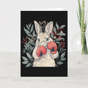 Carte Lapin boxeur avec gants de boxe Kickboxing Drôle B