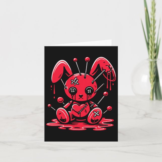 Carte Lapin Bunny en peluche pastel goth anime kawaii (Devant)