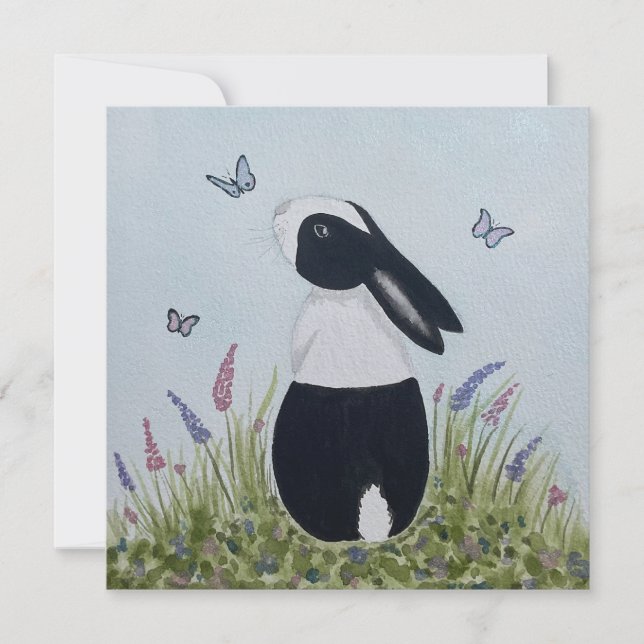Carte Lapin bunny néerlandais à l'aquarelle (Devant)