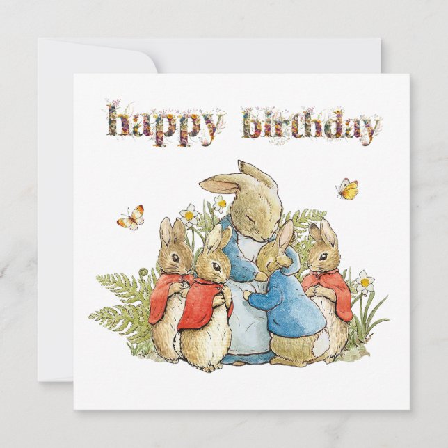 Carte Lapin classique avec de petits lapins (Devant)