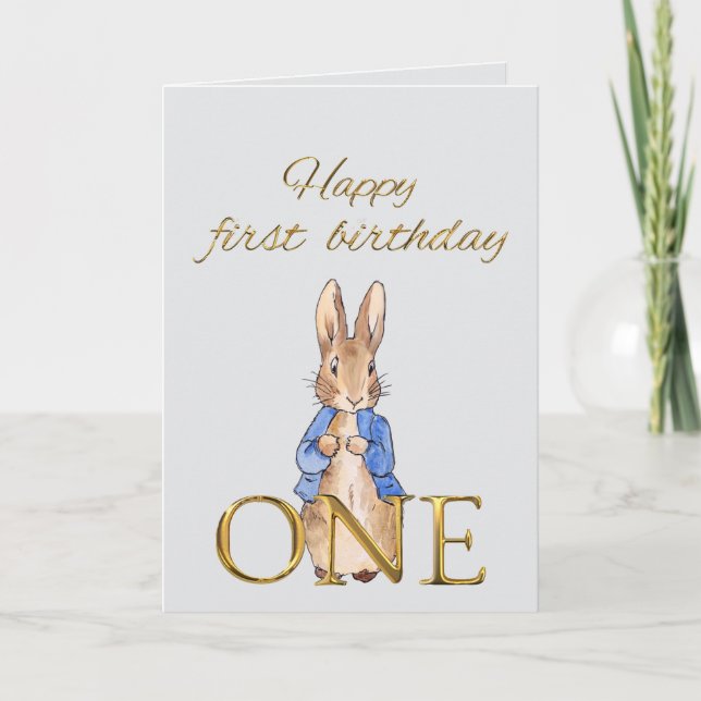 Carte Lapin classique en veste bleue (Devant)