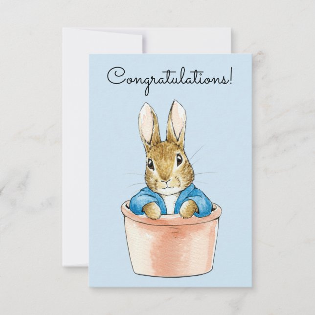 Carte Lapin classique en veste bleue Félicitations (Devant)
