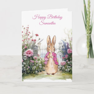 Carte Lapin classique nom personnalisé