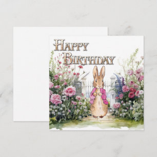 Carte Lapin classique veste bleue Joyeux anniversaire