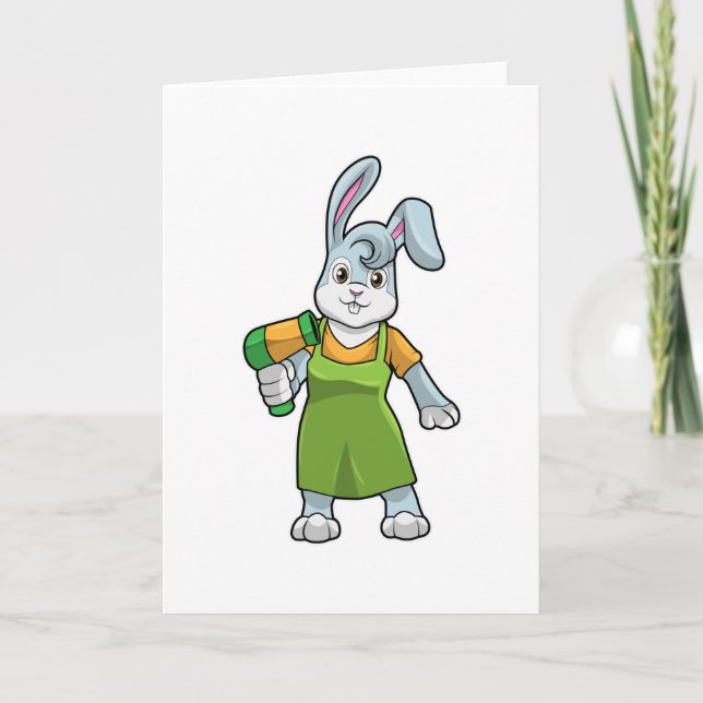 Carte Lapin coiffeur avec sèche-cheveux (Devant)