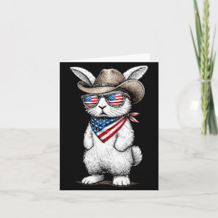 Carte Lapin cowboy patriotique américain visage jour de