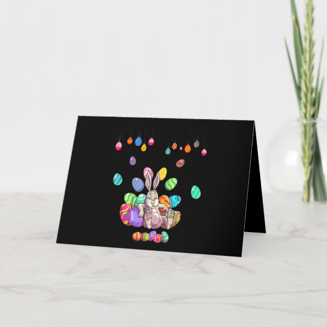 Carte Lapin Dabbing Jour de Pâques Œufs (Devant)