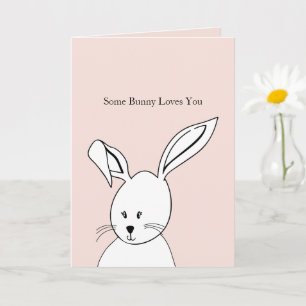 Carte Lapin d'amour rose et blanc mignon